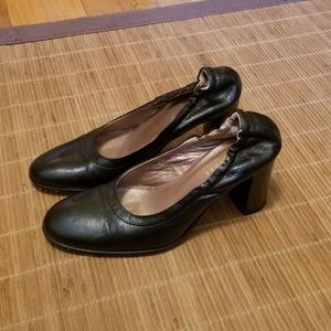 Barney's New York Black Leather Chunky Heel Pumps